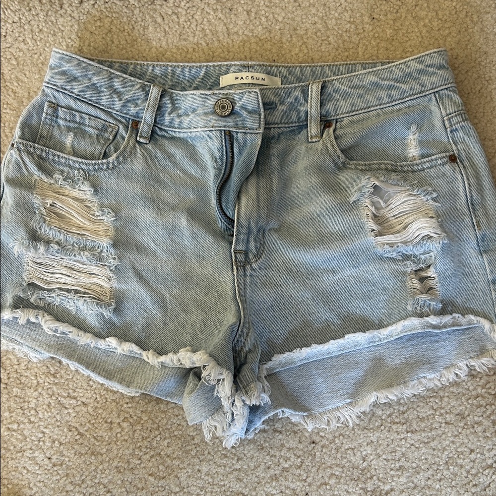 PacSun Light Wash Distressed Denim Cutoff Shorts